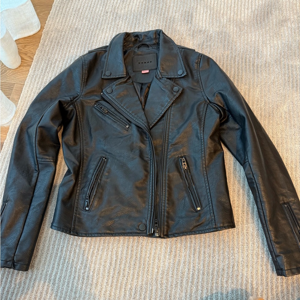 Blank NYC Black Leather Motorcycle Jacket Asymmetrical Zipper